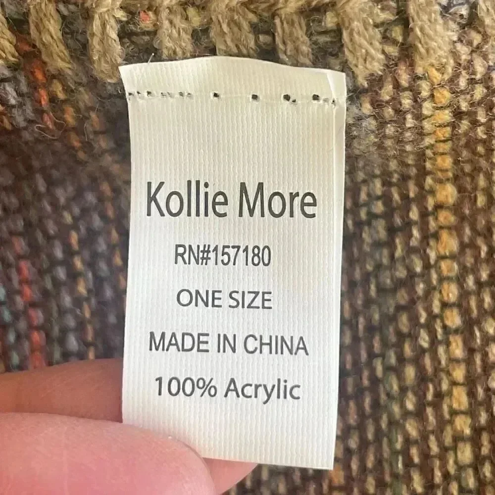 NWOT Kollie Moore Women's Color Block Shawl Long Sweater Coat Scarf One Size